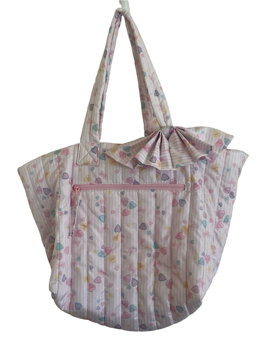 LoveShackFancy x Roller Rabbit Heart Stripe Bow Tote Bag